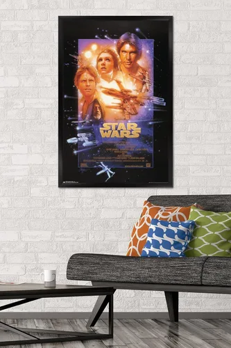 Vista 2 de Star Wars: Episodio 4 (A New Hope) - Póster de pared, 24 x 36 pulgadas, 36 pulgadas de largo x 24 pulgadas, versión enmarcada en negro