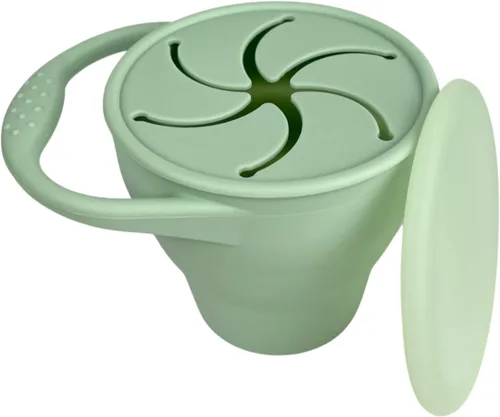 Vista 10 de BraveJusticeKidsCo - Snack Attack Cup - Contenedor de bocadillos de silicona plegable, recipiente para snacks para bebés y niños pequeños