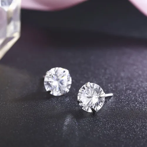 Vista 3 de Aretes de plata de ley chapados en platino hechos con cristales austriacos
