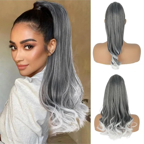 Vista 10 de Oseti Dreadlock - Cola de caballo rizada negra con cordón para mujeres negras, accesorios de moño de pétalos cortos con clip en colas de caballo