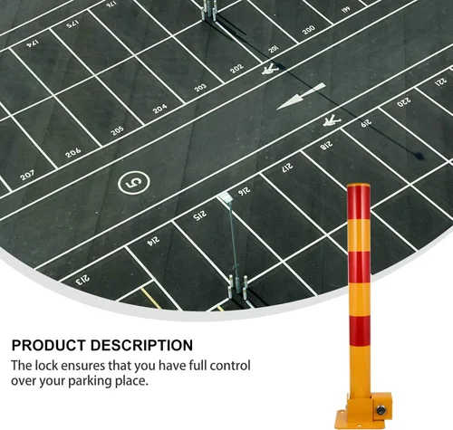Vista 5 de Garneck Bolardo de estacionamiento para estacionamiento, hierro de tráfico, barra de tubo con cerradura, postes de protección de estacionamiento