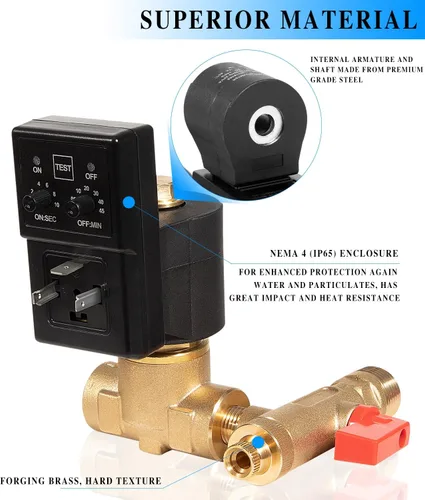 Vista 5 de Reemplazo para la válvula de drenaje electrónica automática Edv200 elimina el agua condensada y el aceite del tanque receptor de aire 1/4 NPT