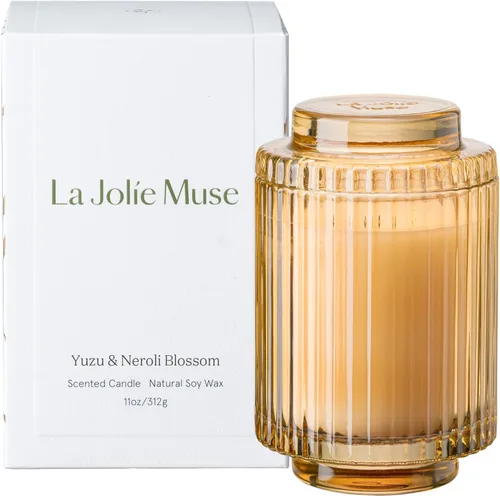 Vista 10 de LA JOLIE MUSE Starlit - Velas perfumadas de pino de abeto para el hogar Abeto dorado iluminado por estrellas