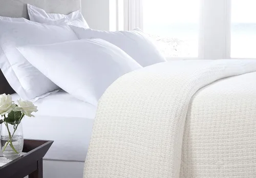 Vista 2 de HILLFAIR Manta 100% algodón peinado, manta de cama Twin XL, suave, acogedora, cálida, mantas multipropósito para decoración del hogar de lujo, 66 x