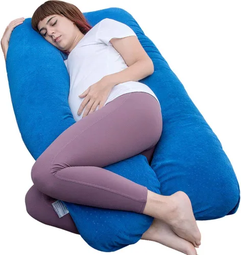 Vista 8 de MOON PINE Almohada de embarazo, almohada de cuerpo completo en forma de U para apoyo de maternidad, almohada de dormir con funda para mujeres Gris