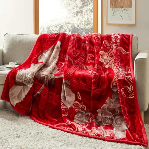 Vista 10 de Nestl Manta de Forro Polar de Terciopelo de 9 Libras Tamaño Queen - 2 Capas Pesada y Cálida Estilo Coreano - Raschel Impresa Reversible - Resistente