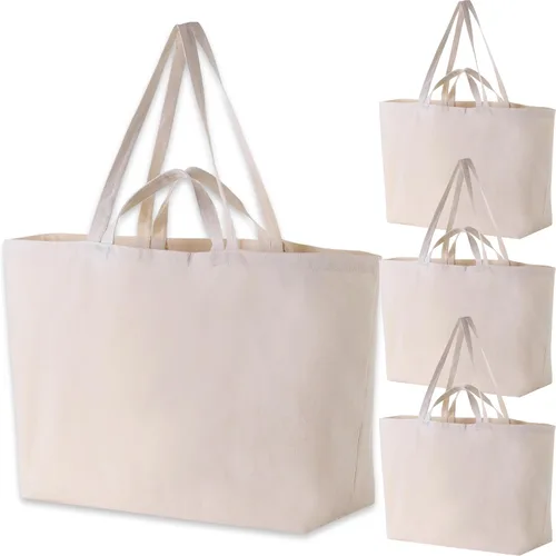 Vista 9 de Bolsa de lona grande y resistente de 27 x 16 x 8 pulgadas, extra grande, más grande, para compras, playa, bolsas reutilizables