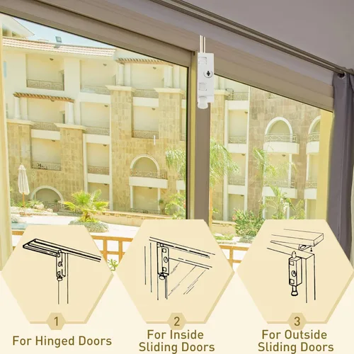 Vista 4 de Cerradura de puerta corrediza para puerta de patio rectangular con llave para barra de seguridad con bisagras de vidrio, perno de acero, aleación