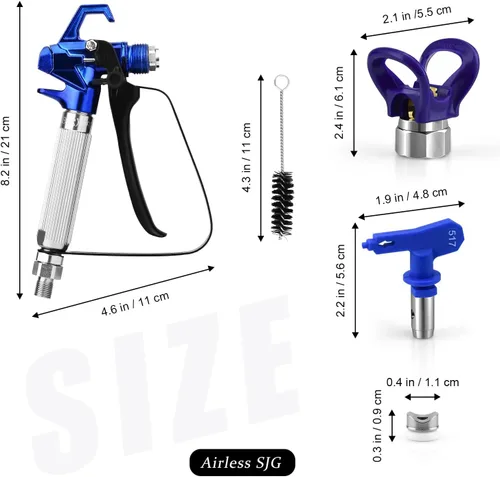 Vista 2 de Pistola de pulverización de pintura sin aire de 3600 PSI, con 1 protector de punta, 5 puntas de pulverización y 5 filtros de pistola de pintura sin