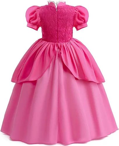 Vista 3 de Disfraz de princesa rosa para niñas y niños con accesorios varitas mágicas, collares, coronas y guantes