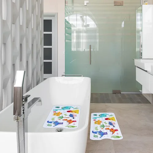 Vista 5 de GDV Tapete de baño para bebé para niños, tapete de baño extra grande de 40 x 16 pulgadas, antideslizante, con dibujos animados, con ventosas