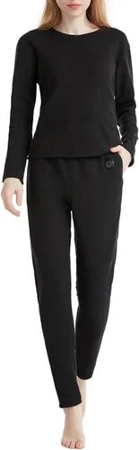 Vista 4 de Conjunto de ropa interior térmica para mujer, camisa térmica y pantalones cálidos, juego de capa base para clima frío (sin batería)