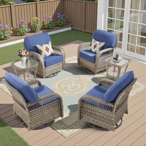 Vista 24 de Sofá de mimbre para patio al aire libre de 75 pulgadas, sofá de ratán para todo tipo de clima, sofá de respaldo alto con asiento profundo y funda