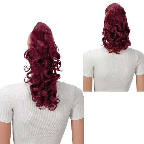 Vista 19 de PRETTYSHOP 16 o 20 pulgadas clip para el pelo en extensión cola de caballo 2 en 1 rizada resistente al calor