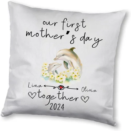 Vista 10 de Delfín del Día de la Madre, funda de almohada personalizada para el hogar, regalo para mamá, abuela, para ella