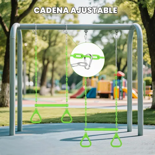 Vista 7 de LadyRosian Juego de columpios para trapecio de 17 pulgadas, anillos de gimnasio de 47 pulgadas, juego de columpios de cadena resistente, accesorios