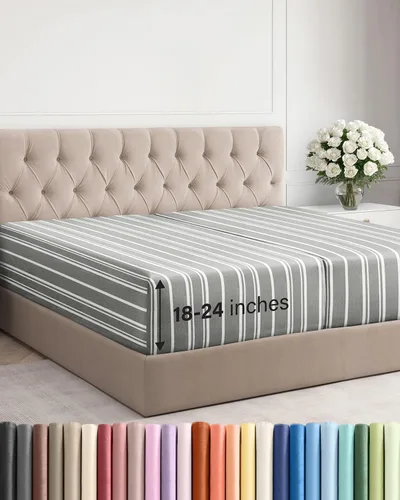 Vista 164 de Sábana bajera ajustable extra profunda Twin XL – Sábana bajera individual de lujo de hotel solamente – Se adapta fácilmente a colchones de 18 a 24