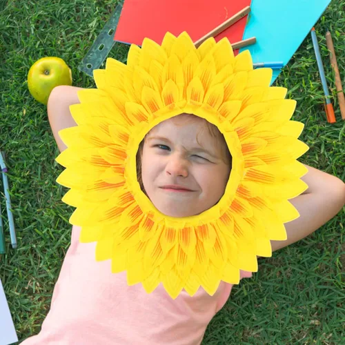Vista 9 de SAFIGLE 3 piezas de sombreros de girasol para niños y adultos decoración de girasol, tela cómoda, fácil de llevar, perfecto para juegos deportivos