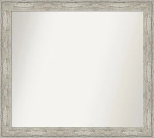 Vista 184 de Amanti Art Espejo de baño plateado para sobre el fregadero, 28 x 37 pulgadas, elegante espejo rectangular de peltre cepillado, marco de madera