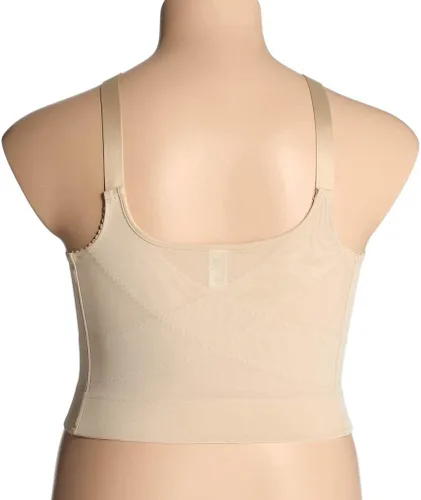 Vista 4 de Elila Sujetador de postura largo sin alambres con cierre frontal jacquard de talla grande para mujer