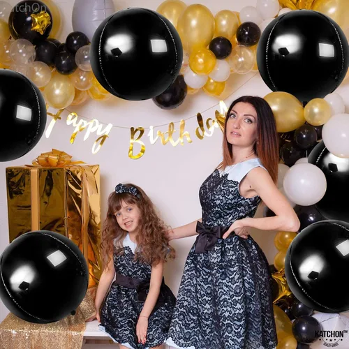 Vista 5 de KatchOn, Globo grande de aluminio dorado de 22 pulgadas, paquete de 6, globos gigantes negros metálicos, 22 pulgadas, paquete de 6, globos de Mylar