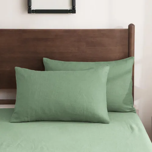Vista 22 de S VICTORY SYMBOL Juego de 2 fundas de almohada 100 % lino natural francés de 20 x 30 pulgadas, fundas de almohada suaves y duraderas, color verde