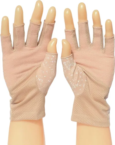 Vista 2 de Guantes sin dedos para mujer, protección UV de verano, guantes de algodón
