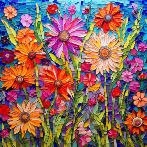 Vista 10 de Rompecabezas para adultos de 1000 piezas, rompecabezas de pared de flores coloridas para adultos, pintura de arte floral, flores de arco iris