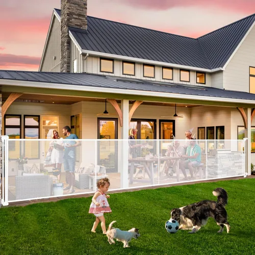 Vista 8 de Puertas retráctiles para bebés de 24 pulgadas de alto para pasar por encima, puertas cortas para perros, puerta para mascotas para cachorros