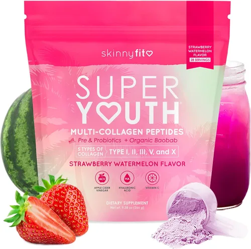 Vista 8 de SkinnyFit - Colágeno súper juvenil para mujeres - Polvo de péptidos de colágeno múltiple - Probióticos, fibra, ácido hialurónico - Sin OMG, sin