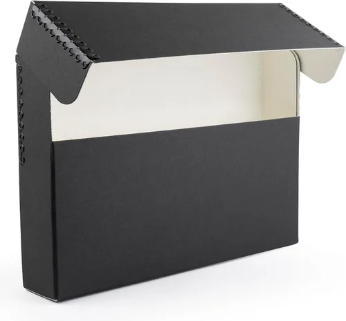 Vista 7 de Lineco Caja de almacenamiento de documentos archivados con borde metálico, caja de cartón libre de ácidos gris, organiza y almacena archivos