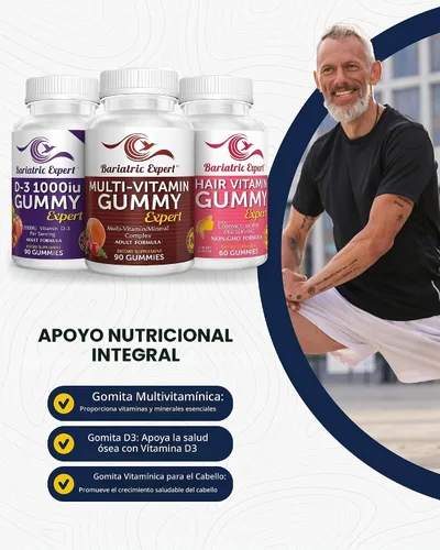 Vista 2 de Multivitamínico bariátrico, paquete de 3 gomitas multivitamínicas, 90 masticables - Gomitas D3 90 masticables - Gomitas de vitaminas