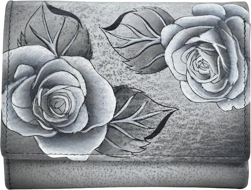 Vista 30 de Anna by Anuschka Cartera de tres pliegues pintada a mano para mujer de cuero