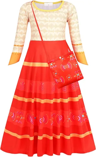Vista 2 de WonderBabe Encanto Dress for Girls Mirabel Isabella Dolores Costume Princess Dress Cosplay Birthday Halloween Outfits