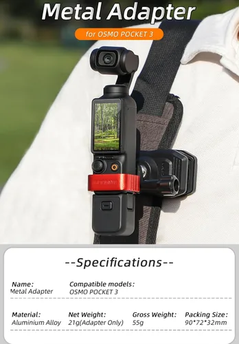 Vista 2 de Adaptador de metal compatible con DJI Pocket 3 Expansion Adapter Head Gimbal Head Camera Fixed Frame Bracket, OSMO Pocket 3 Accesorios (negro)