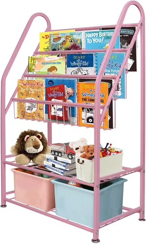 Vista 22 de aboxoo Estantería de metal para niños, grande, independiente, para habitación de los niños, organizador de juguetes de 32 pulgadas, estantería