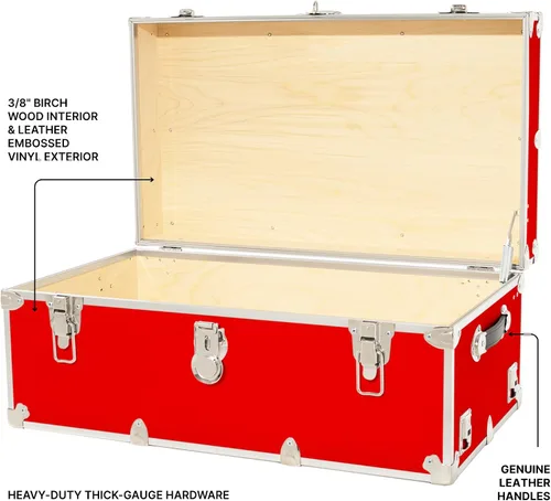 Vista 3 de Rhino Trunk & Case Maletero grande con ruedas extraíbles y bandeja de madera dura, camarero de campamento de verano, baúl universitario, baúl