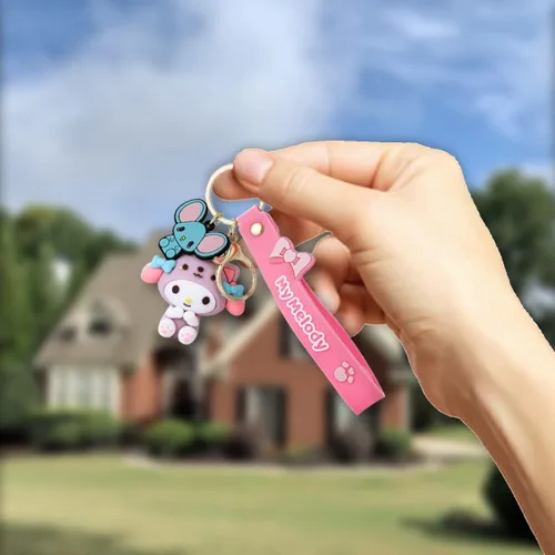 Vista 5 de PIXEZO Bonito llavero de regalo Llavero de anime Kawaii con dije de gatito de dibujos animados, llavero para llavero de coche para niñas y mujeres