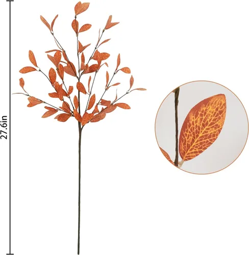 Vista 3 de 18 tallos artificiales de eucalipto de otoño, hojas de eucalipto, plantas de otoño con hojas de otoño para otoño, oficina, hogar, boda, centro
