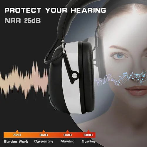 Vista 6 de PROHEAR 027 AM FM Radio Auriculares para cortar la nieve, talleres de trabajo, paquete de 2 unidades, naranja y gris