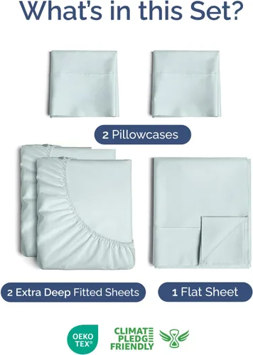 Vista 168 de Extra Deep Twin XL Sheet Set - 3 Piece College Dorm Room - White 01-Blanco