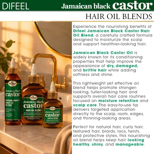 Vista 3 de Difeel Aceite de ricino negro jamaicano superior para el cabello, 7.1 onzas