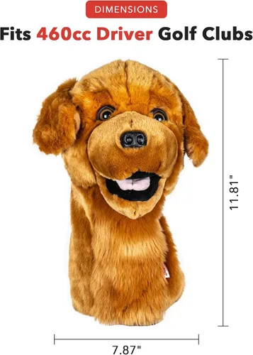 Vista 3 de Daphne's Headcovers Golden Retriever Cubierta para cabeza de conductor Premium Cubiertas divertidas para palos de golf Cubiertas elegantes