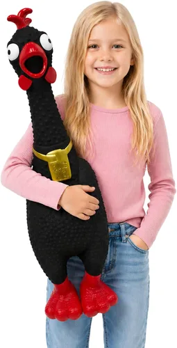 Vista 2 de Hug Me - Pollo gigante de goma, enorme juguete de pollo de goma que grita para aliviar el estrés Grita hasta 45 segundos - Juguetes de broma
