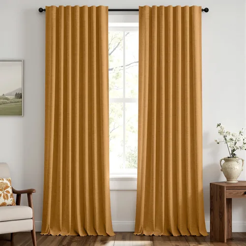 Vista 50 de MIULEE Cortinas de lino 100% opacas para dormitorio, marfil sólido, decoración de lujo, aislamiento térmico, cortinas oscurecedoras para sala