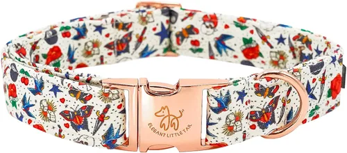 Vista 21 de Elegant little tail Collar para perro de Pascua, collar de perro con estampado de huevos de conejo, collar para mascotas, collar rosa para perros