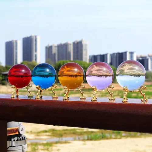 Vista 8 de LONGWIN Bola de cristal - Bola mágica de cristal sólido de 2.362 in con soporte de flores doradas
