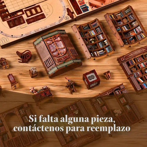 Vista 9 de Kit de rincón de libros, rompecabezas de madera 3D en miniatura, sujetalibros con luz LED, decoración de estantería de flor de cerezo para libros