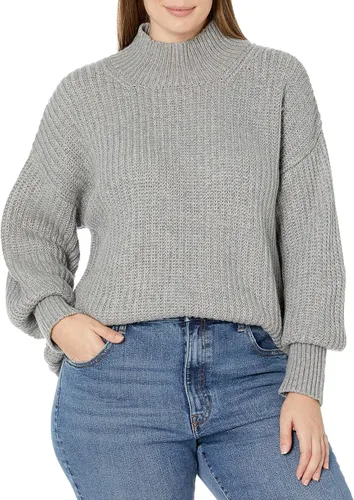 Vista 4 de The Drop INES - Suéter grueso acanalado con cuello alto falso para mujer