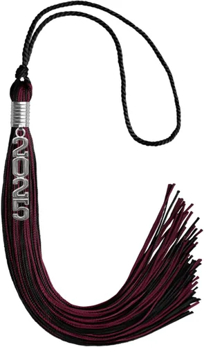 Vista 96 de Endea Graduation Borla mixta de doble color con gota de fecha apilada plateada (negro/oro antiguo, 2025)